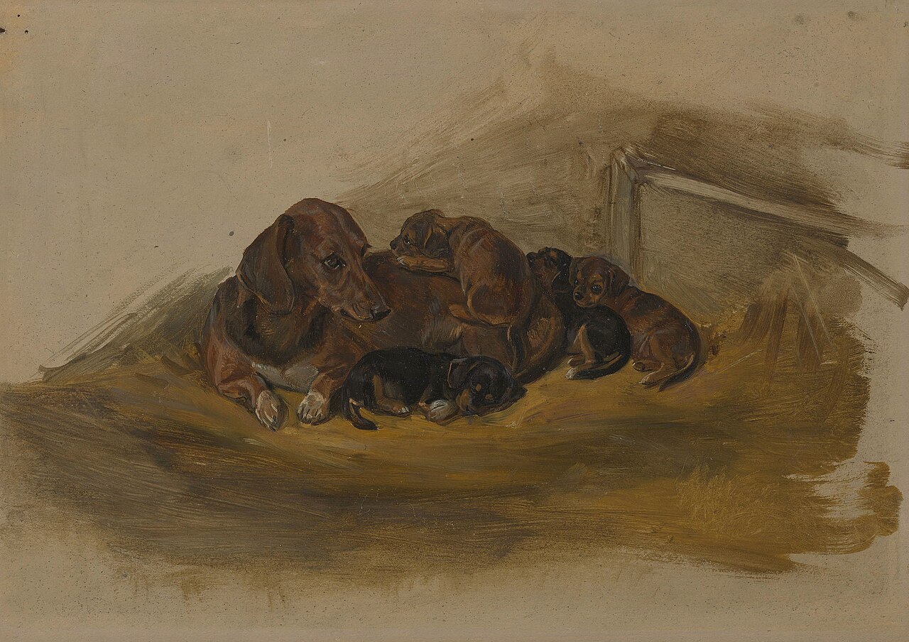 "Waldina" and her Puppies by Friedrich Wilhelm Keyl