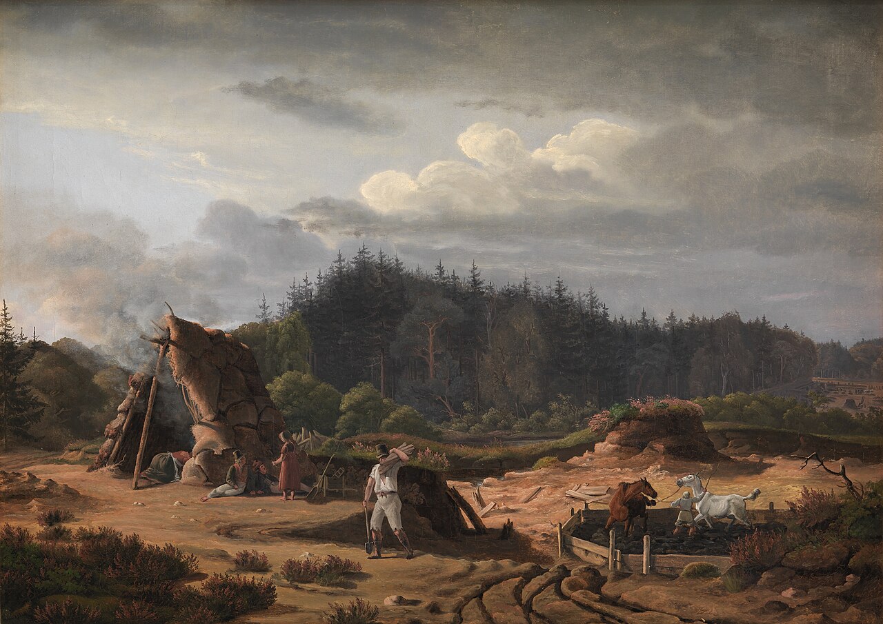 A Bog with Peat Cutters. Høsterkøb, North Zealand by Fritz Petzholdt