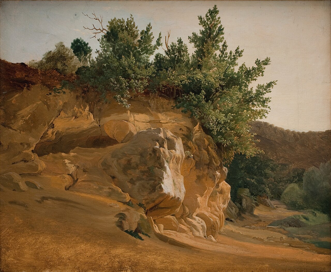 Italian Mountain Landscape with Overgrown Rock, probably near Olevano by Fritz Petzholdt