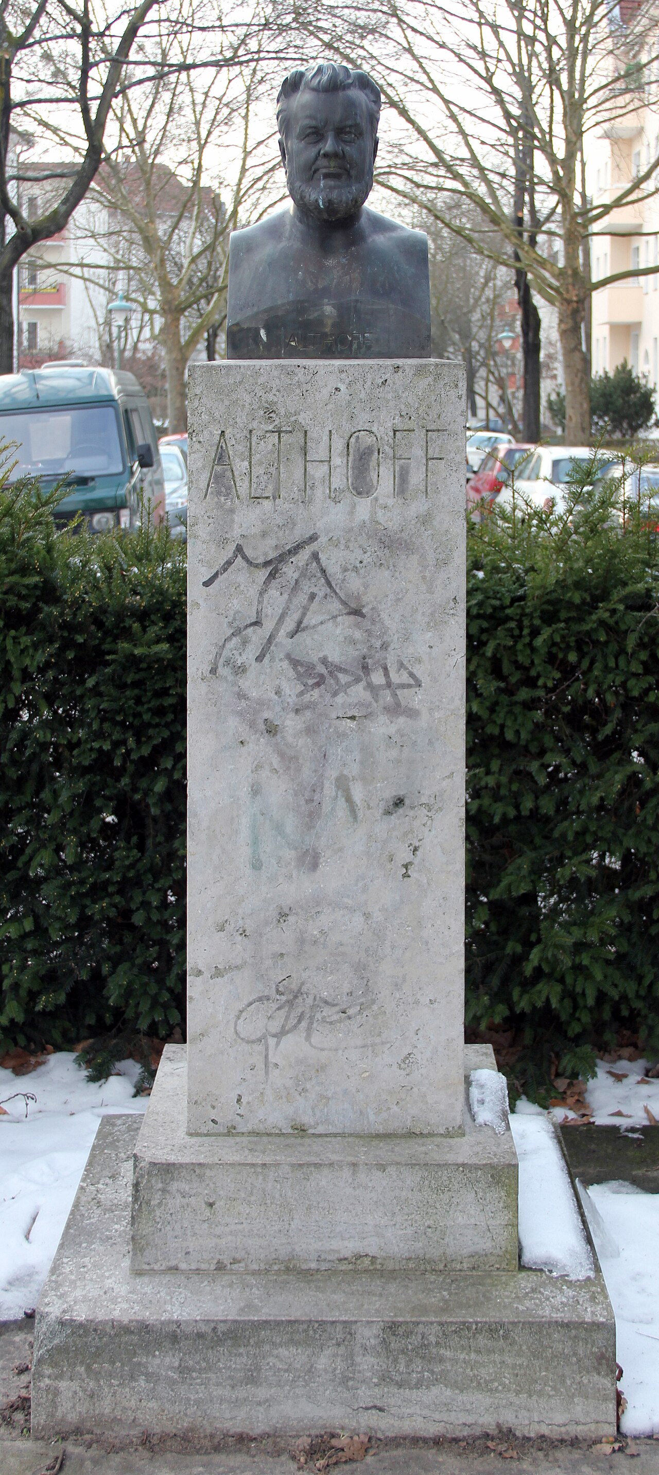 Bust Althoffplatz (Stegl) Friedrich Althoff by Fritz Schaper