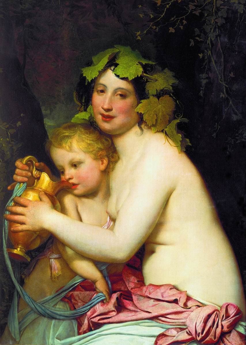 Bacchante Plying a Cupid with Wine by Fyodor Bruni