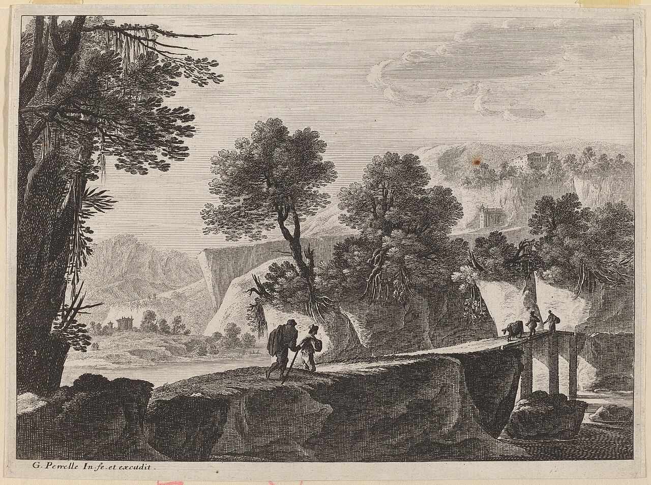 Travelers Approaching a Bridge by Gabriel Pérelle