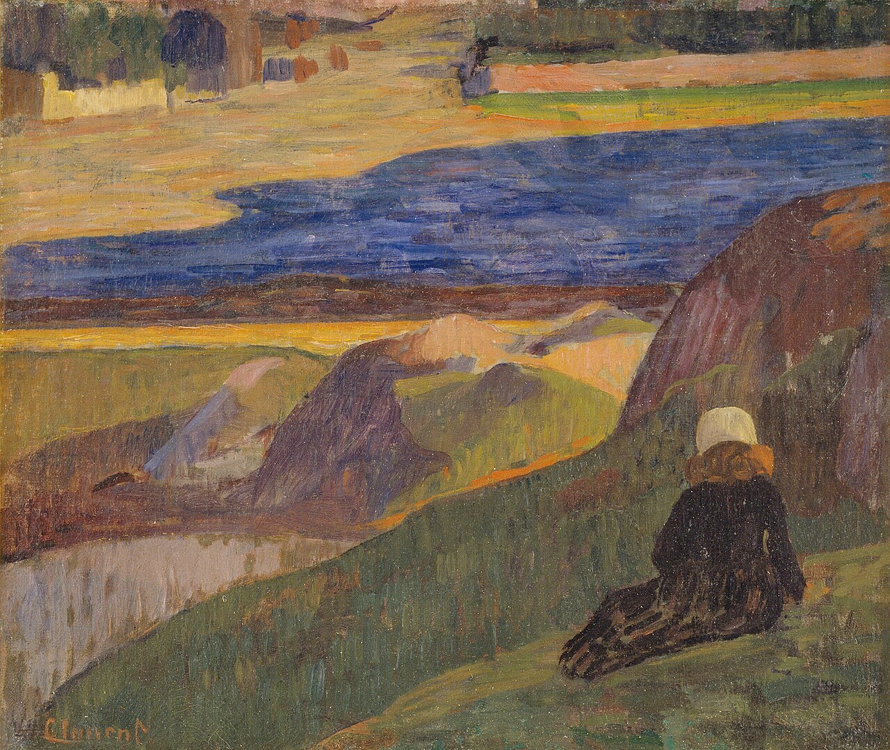 Bretonsk landskab med hvilende pige by Gad Frederik Clement