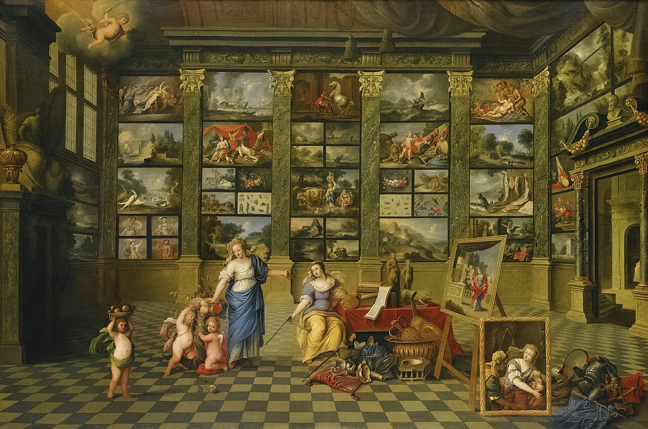 The Allegorical Female Figures Nature and Pictura in an Art Collection, with Representative Antwerp Canvasses by Gaspar de Witte