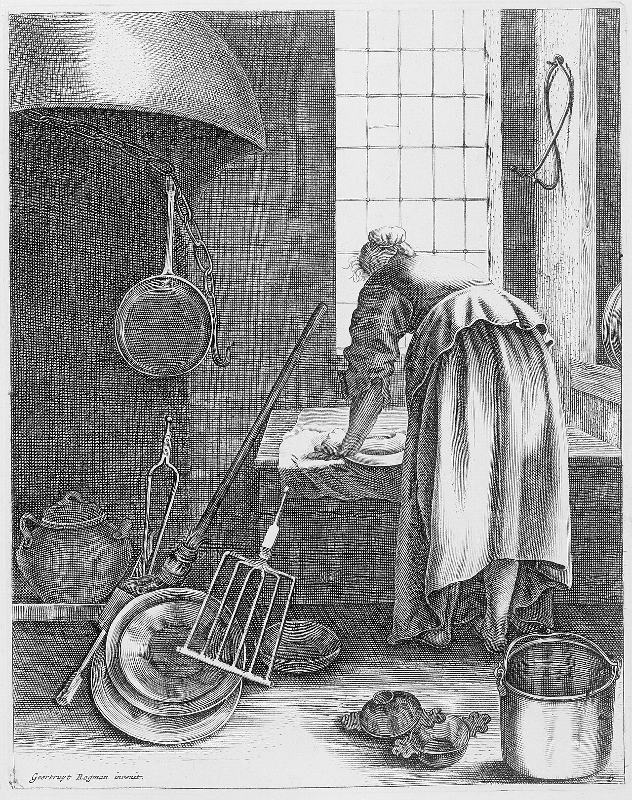 A Woman Cleaning, Plate 5 from Five Feminine Occupations by Geertruydt Roghman