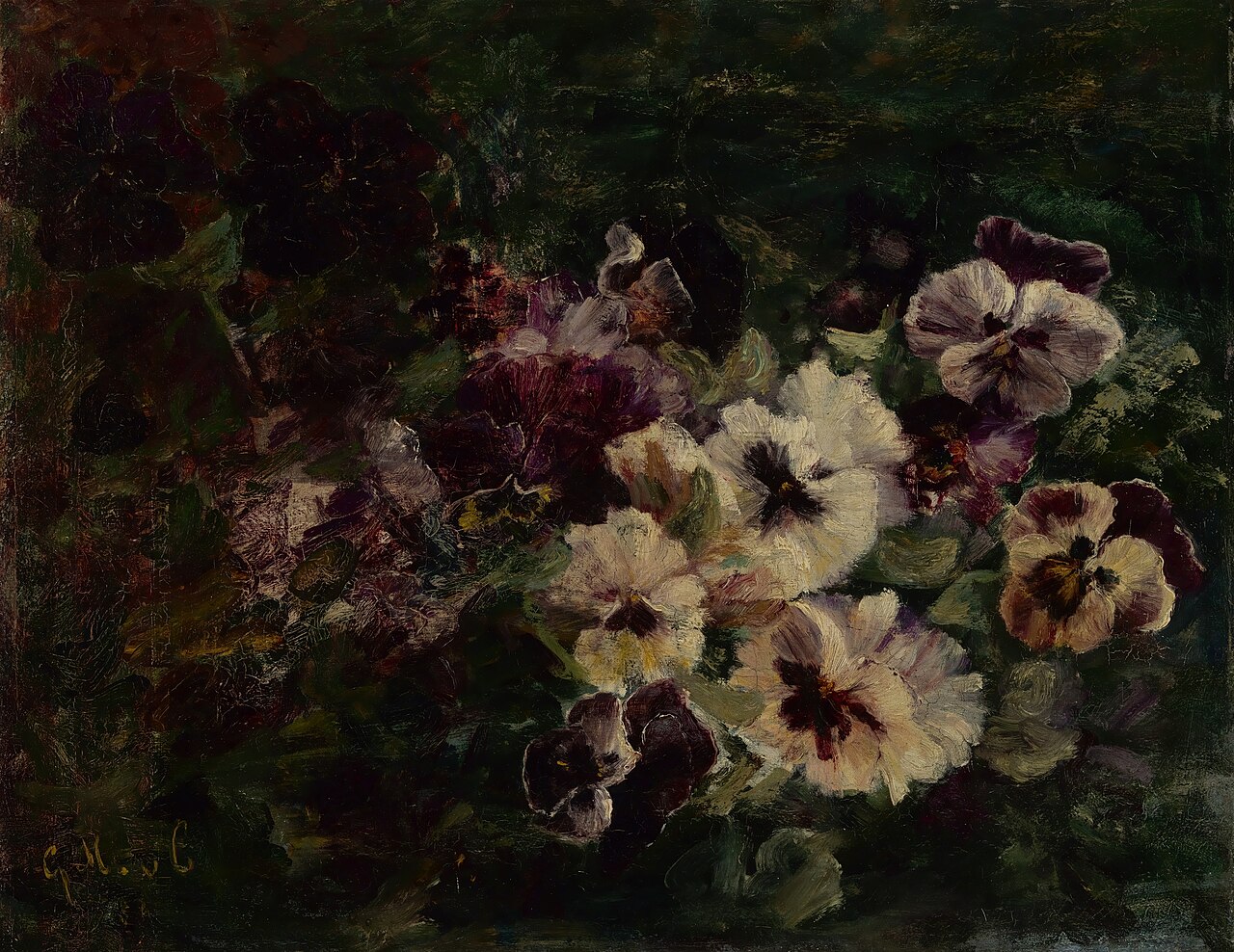 Still life with pansies by Geesje Mesdag-van Calcar