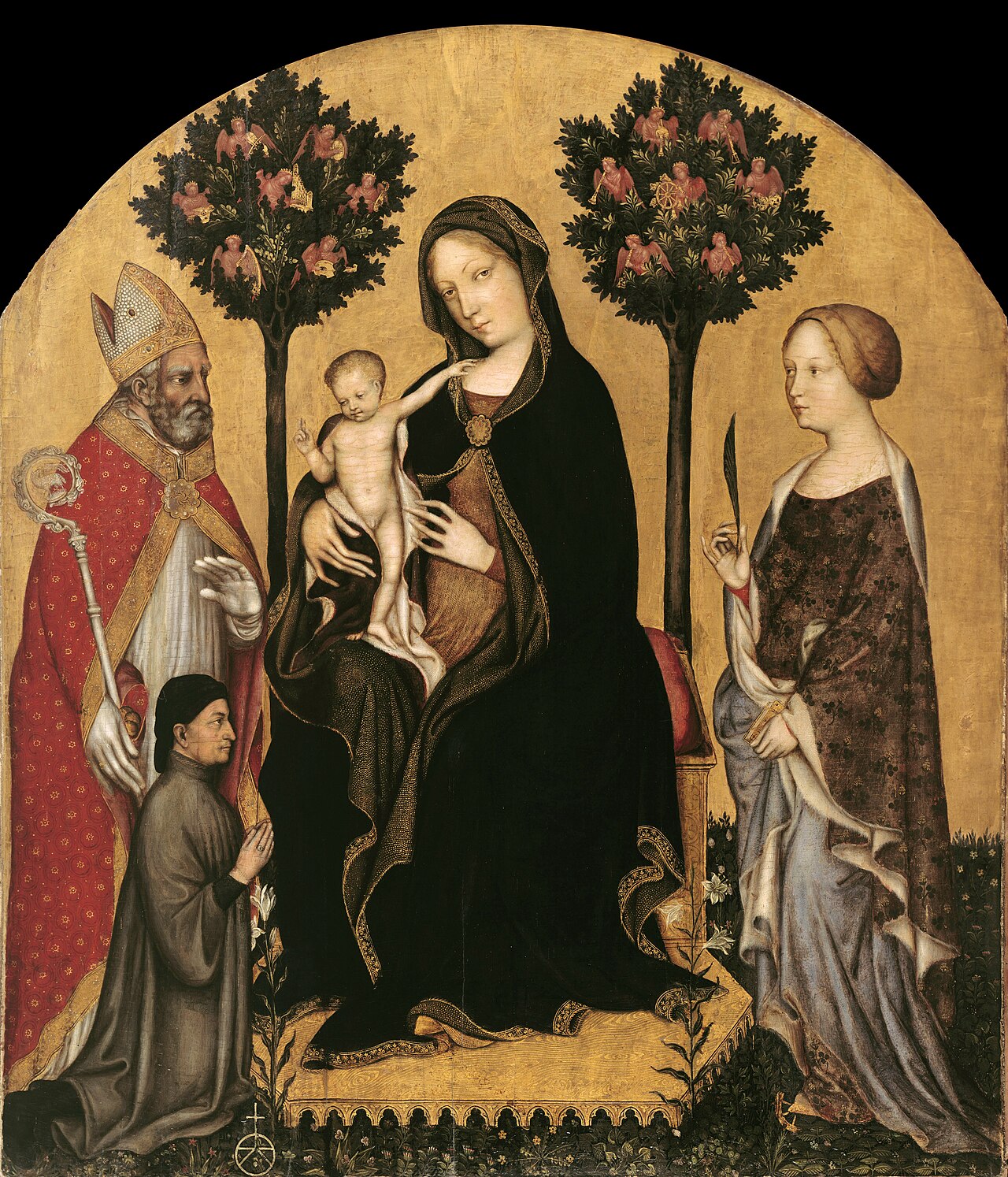 Madonna and Child, Sts Nicolas, Catherine and Donor by Gentile da Fabriano