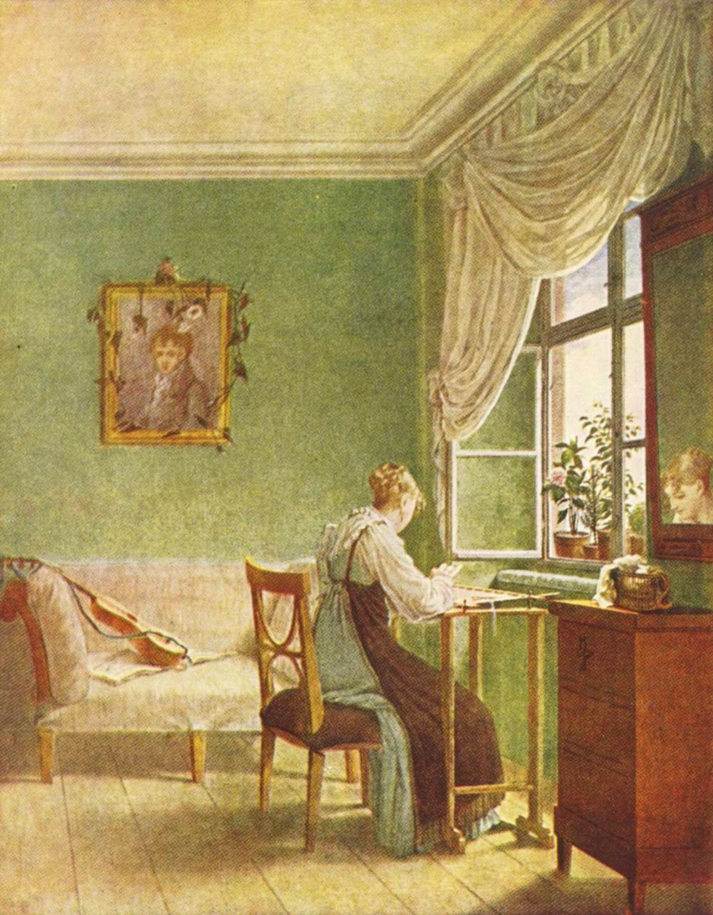 Embroidery woman by Georg Friedrich Kersting