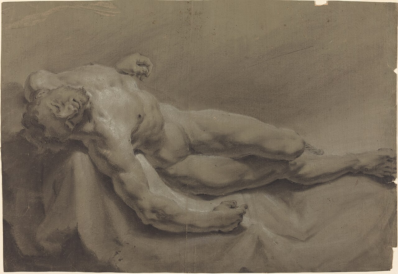 A Reclining Male Nude by Georg Rafael Donner