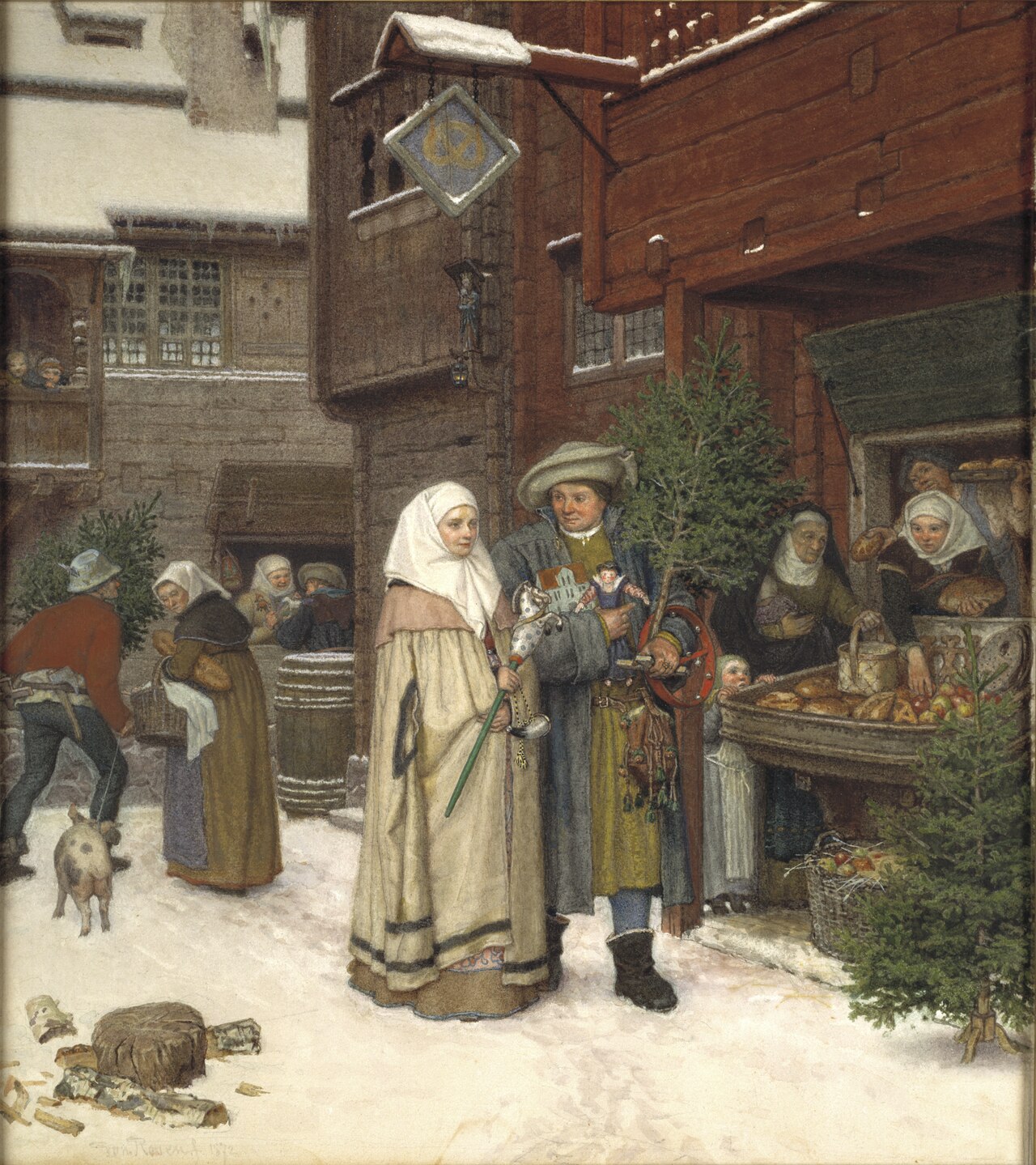 The Christmas Fair by Georg von Rosen
