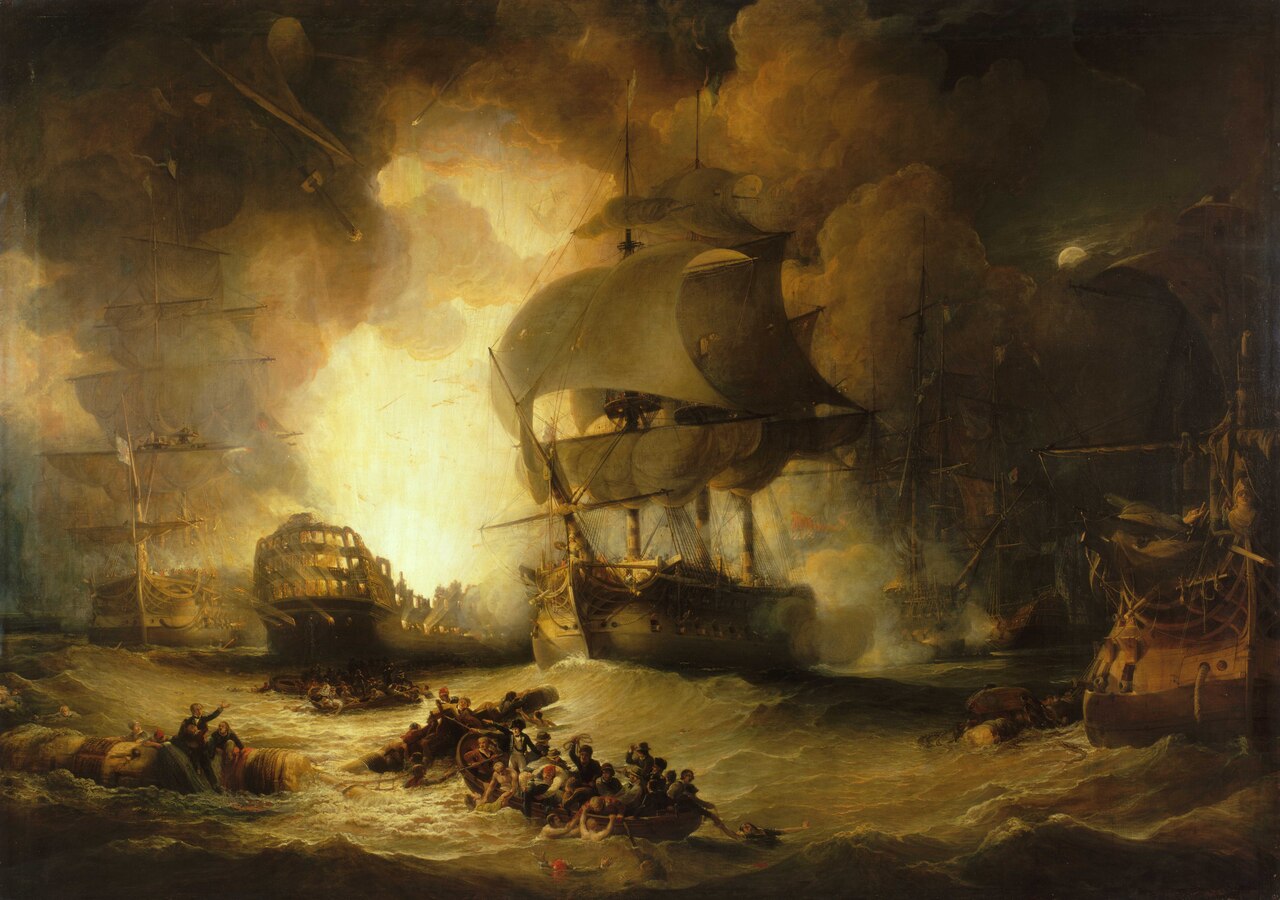The Destruction of 'L'Orient' at the Battle of the Nile, 1 August 1798 by George Arnald