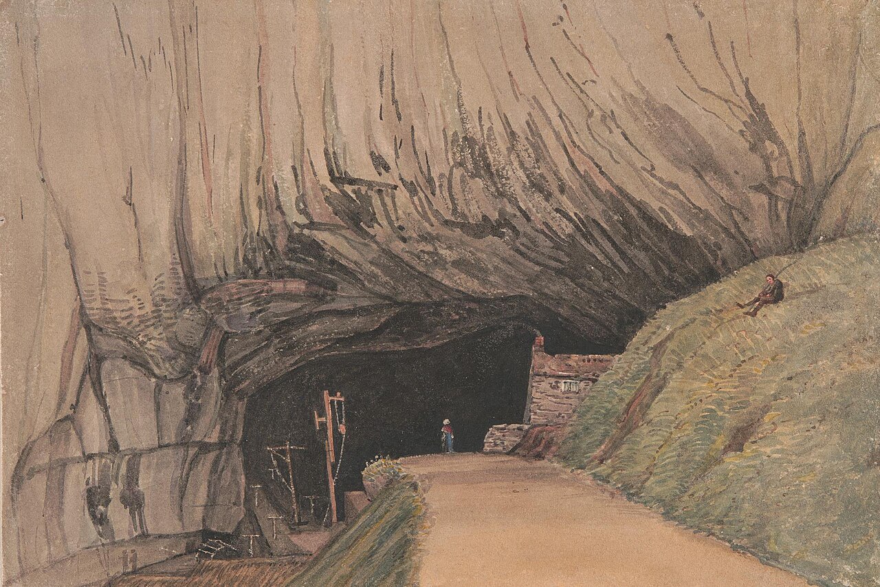 Entrance to Peak Cavern, or Devil's Hole, Castleton... by George Cumberland
