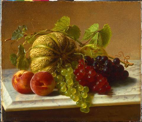 Still Life with Melons, Grapes by George Hetzel