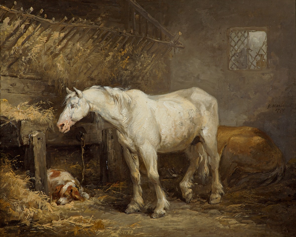 Horse and Dog in a Stable by George Morland