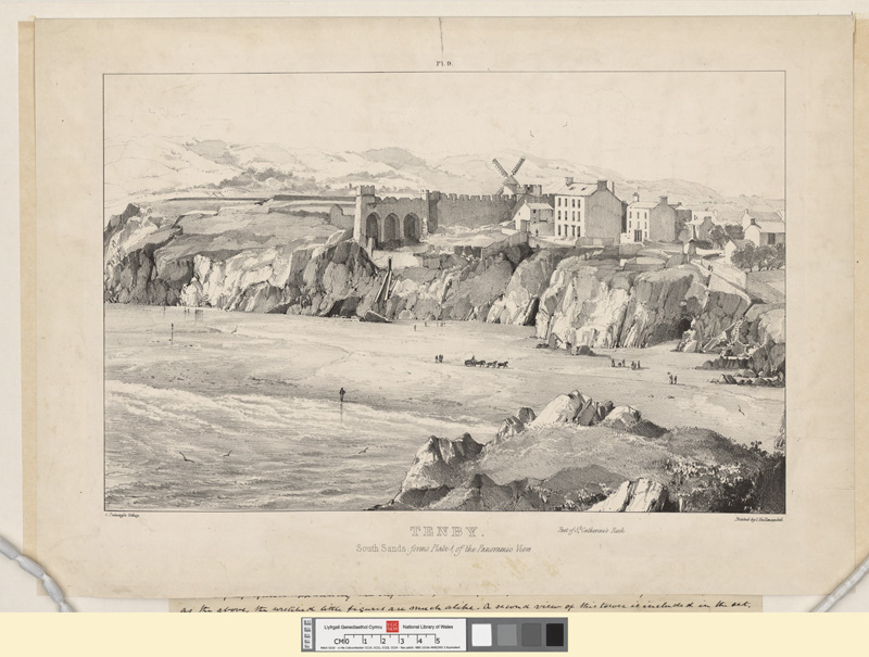 Tenby, south sands: forms plate 1, of the Panoramic View by George Philip Reinagle
