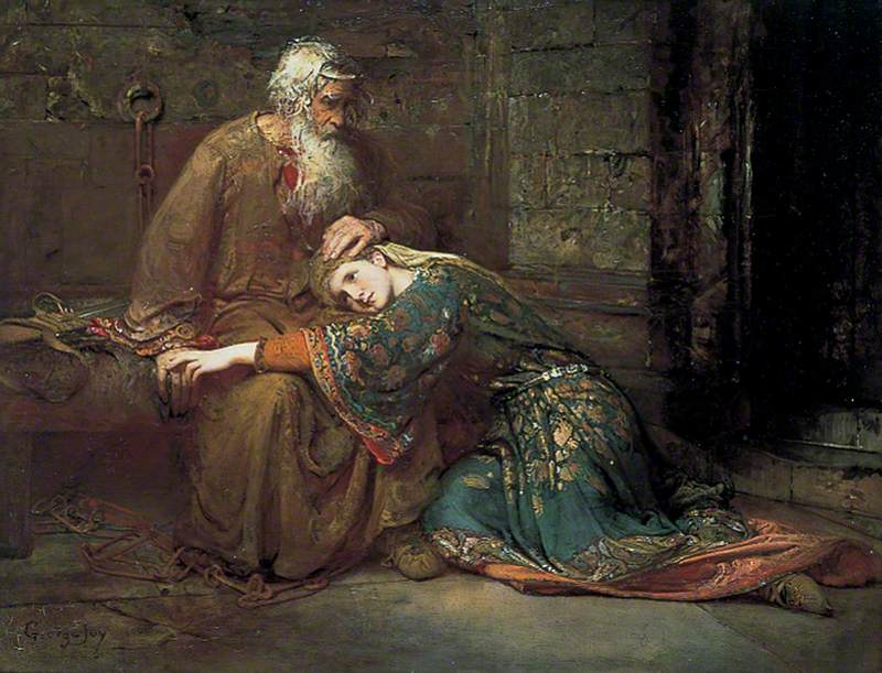 Cordelia Comforting Her Father, King Lear, in Prison by George W. Joy