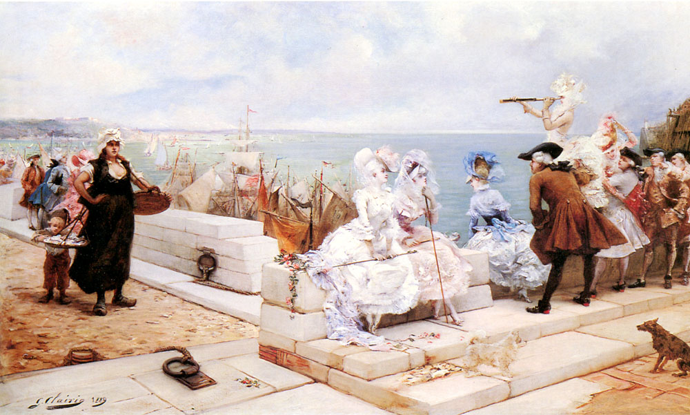Elegant Figures Watching the Regatta by Georges Clairin