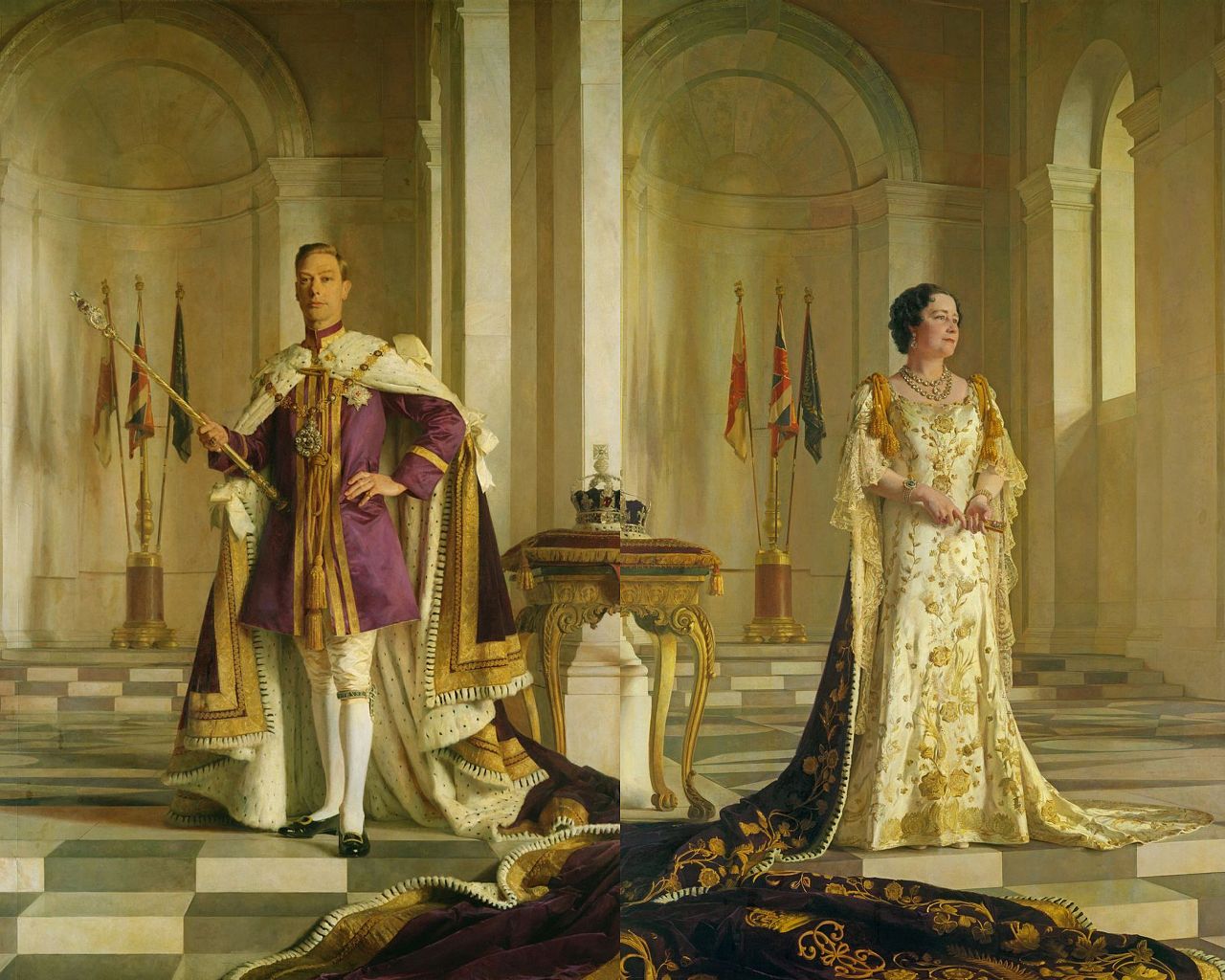 Coronation portraits of George VI and Elizabeth by Gerald Kelly
