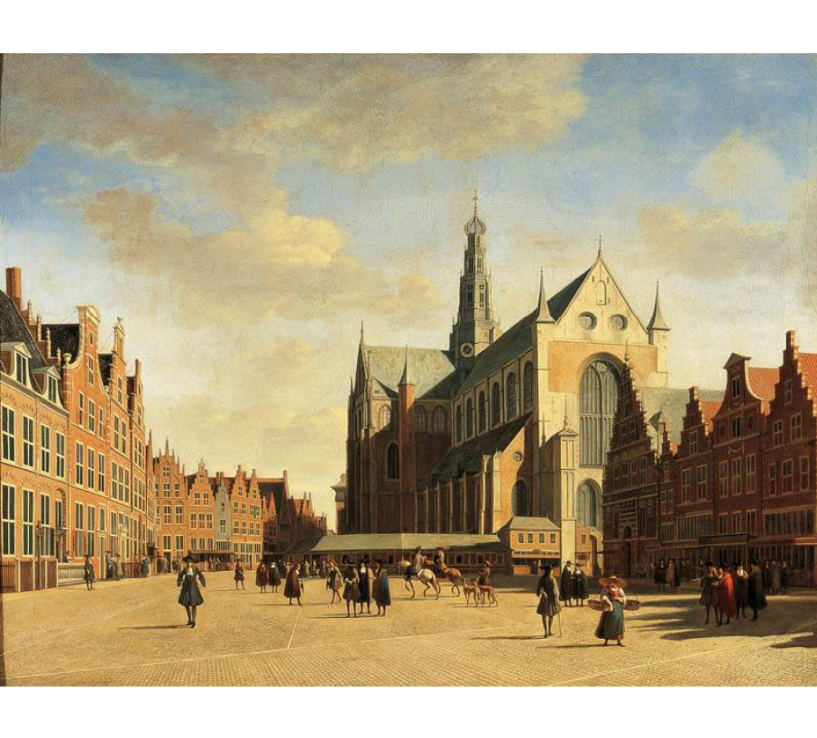 The Grote Markt in Haarlem with the St. Bavo church, seen from the west by Gerrit Adriaenszoon Berckheyde
