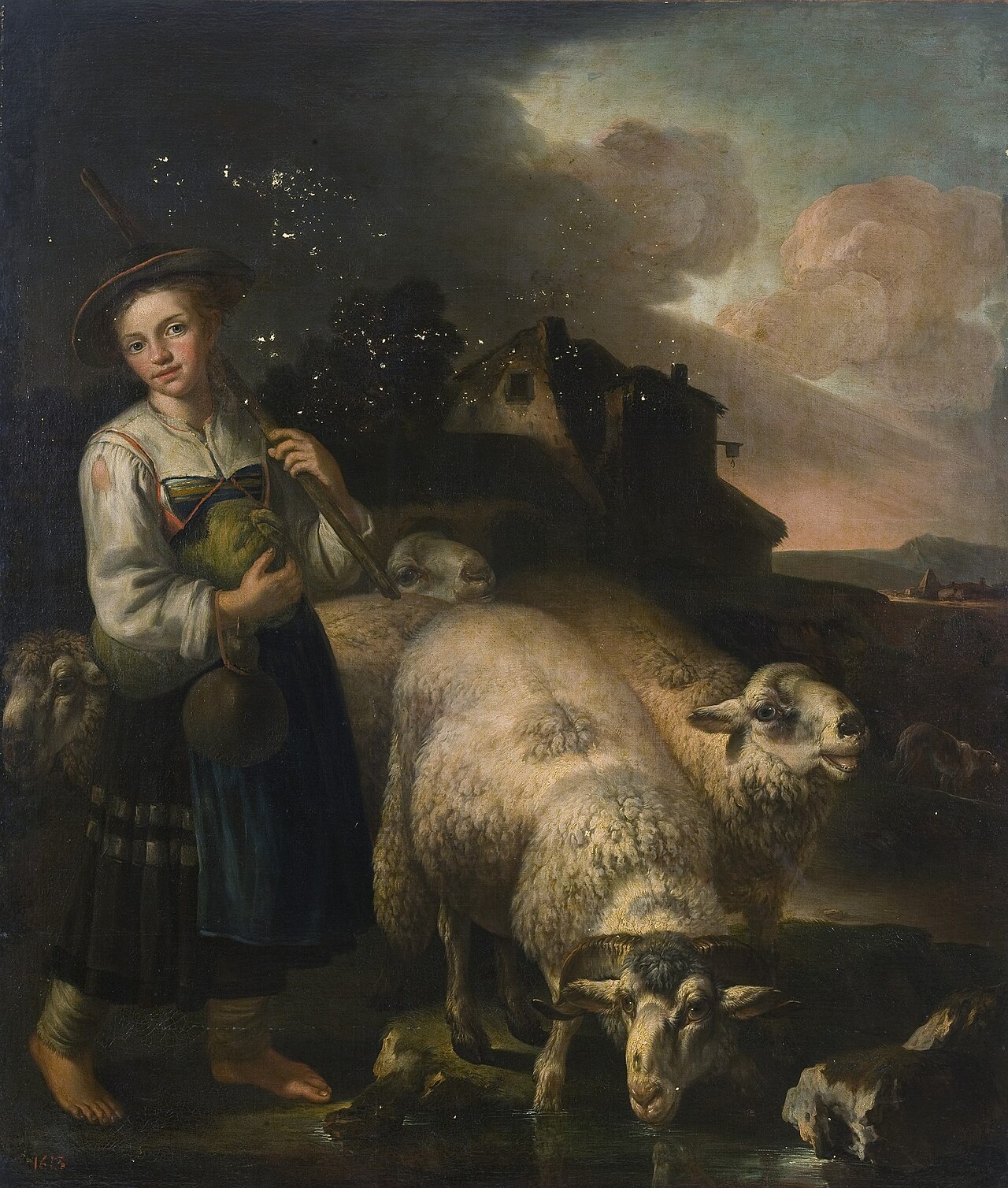 Shepherdess with her Sheep by Giacinto Brandi
