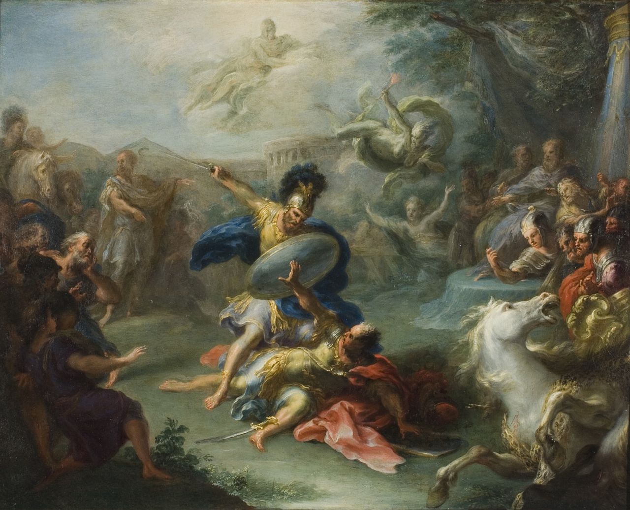 The Fight between Aeneas and King Turnus, from Virgil’s Aeneid by Giacomo del Pò