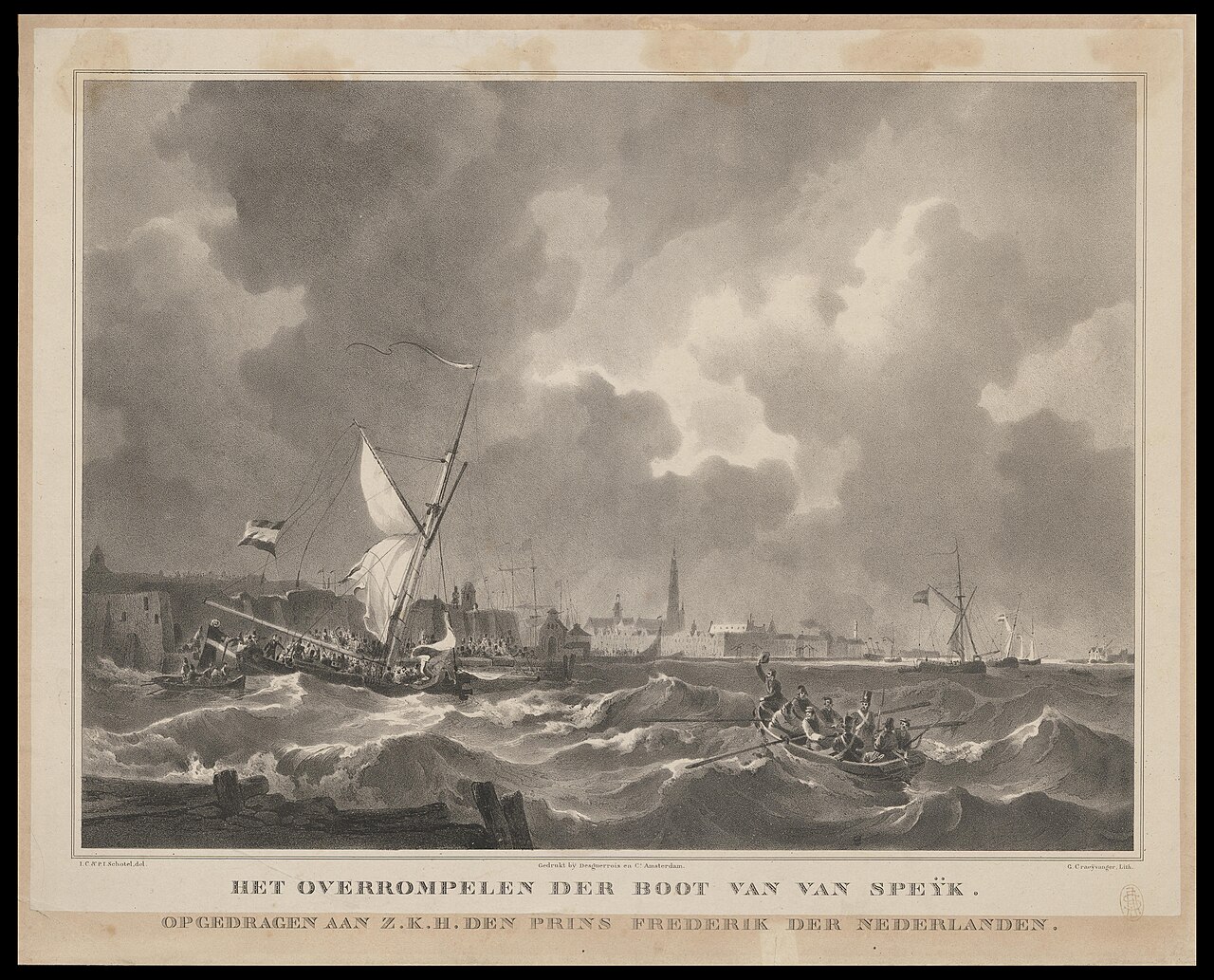 Het overrompelen der boot van Van Speijk. by Gijsbertus Craeyvanger