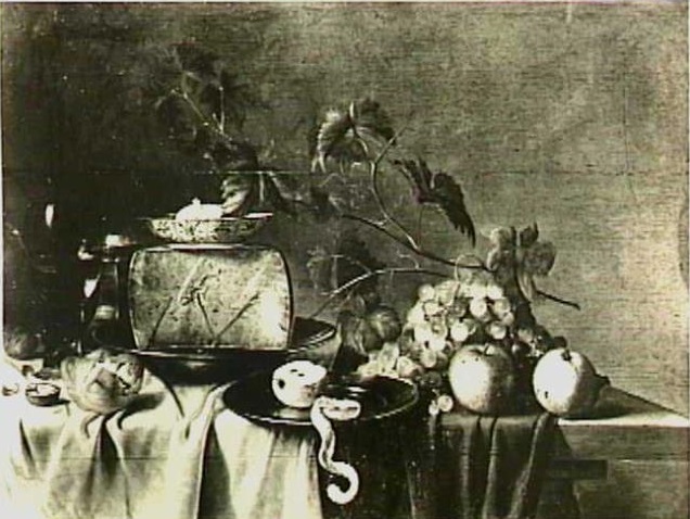 Still life with cheese and fruit by Gillis Gillisz. de Bergh