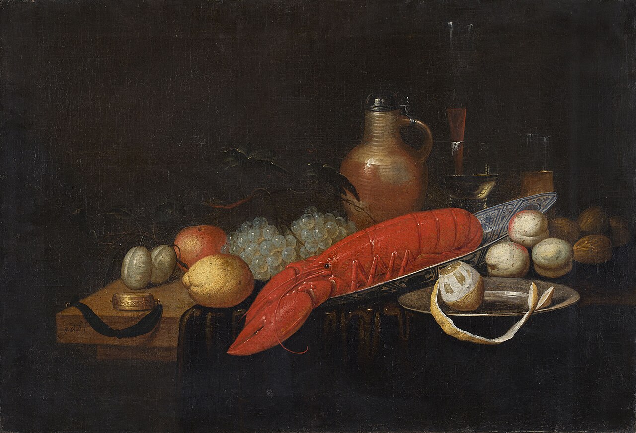 Still Life with Fruit and a Lobster by Gillis Gillisz. de Bergh