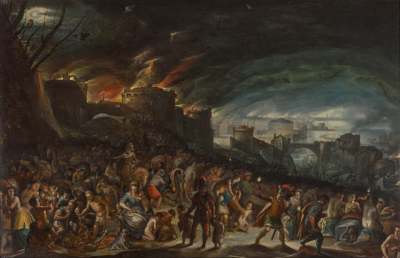 The burning of Troy by Gillis Mostaert