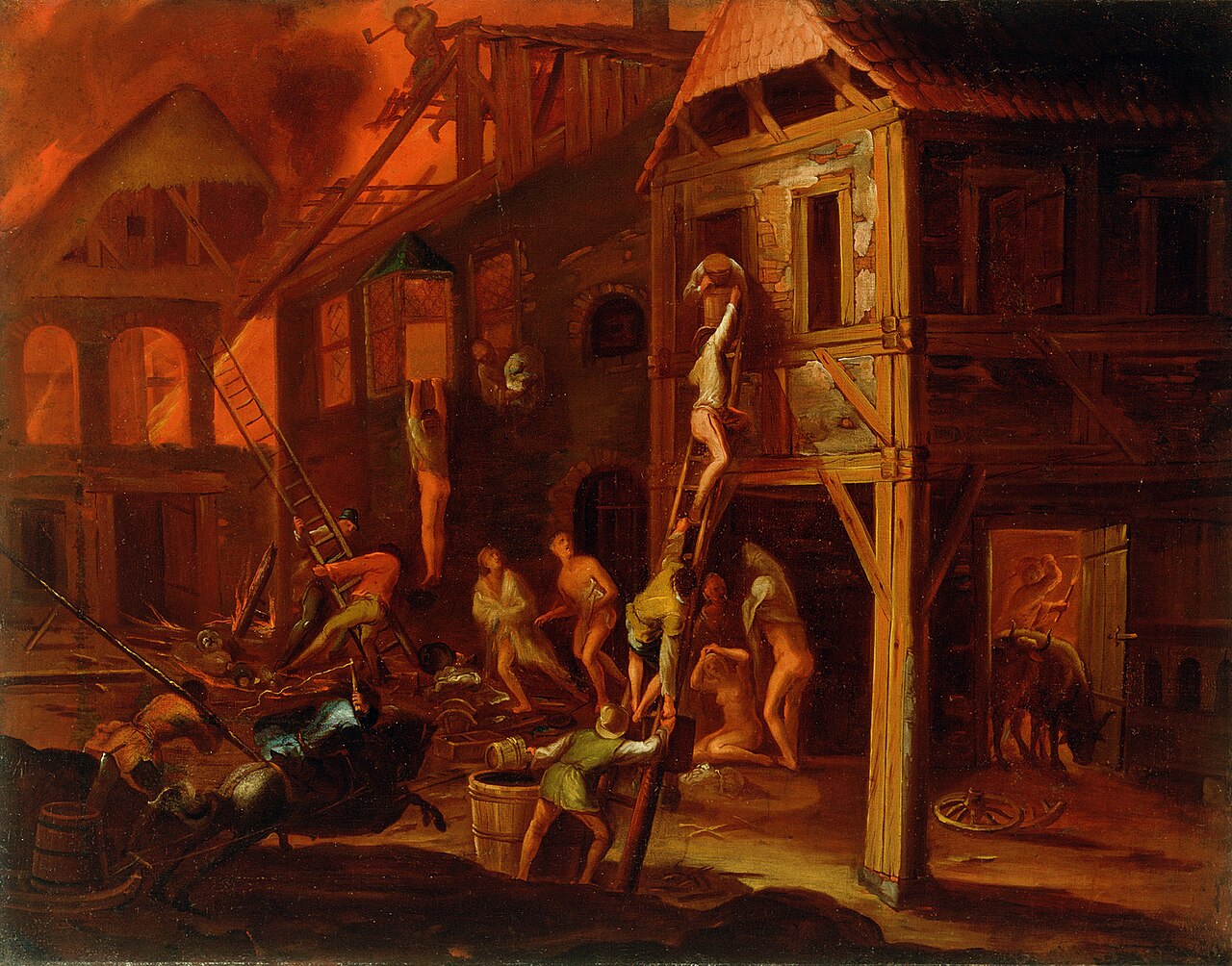 Fire in a Village by Gillis van Valckenborch