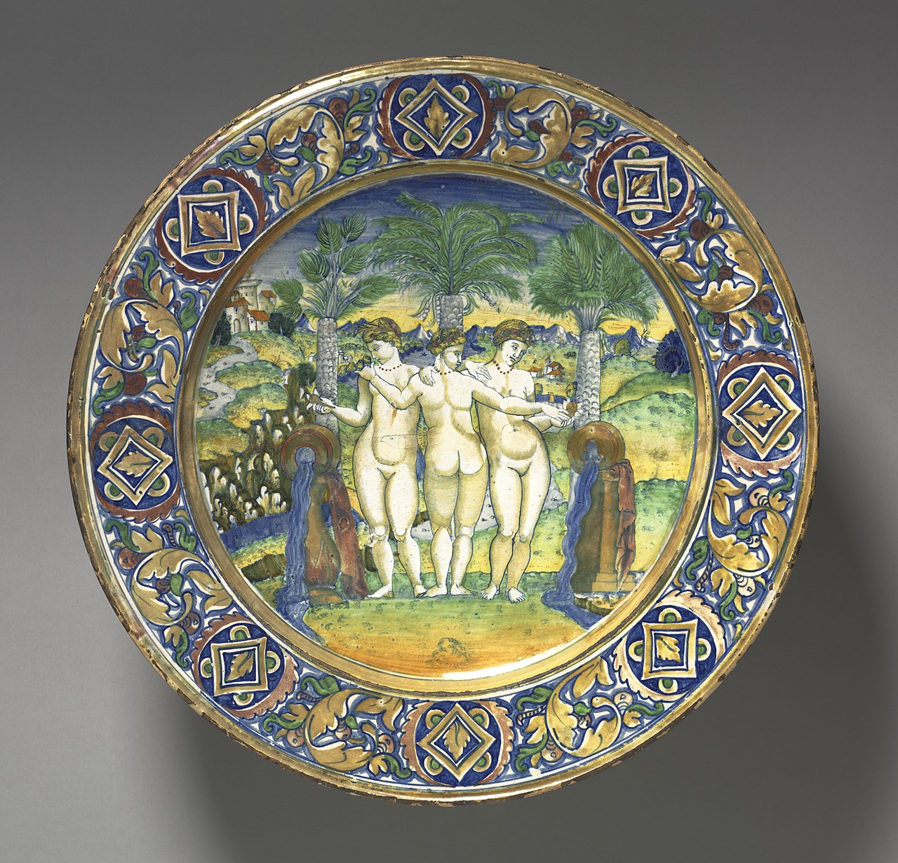 Charger Depicting the Three Graces by Giorgio Andreoli