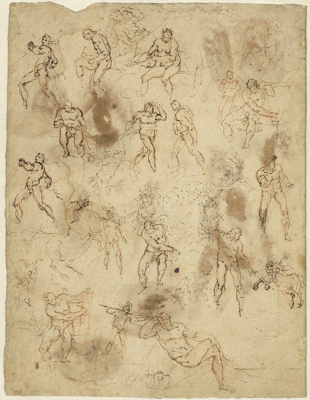 Studies of Figures (verso) by Giovanni Ambrogio Figino