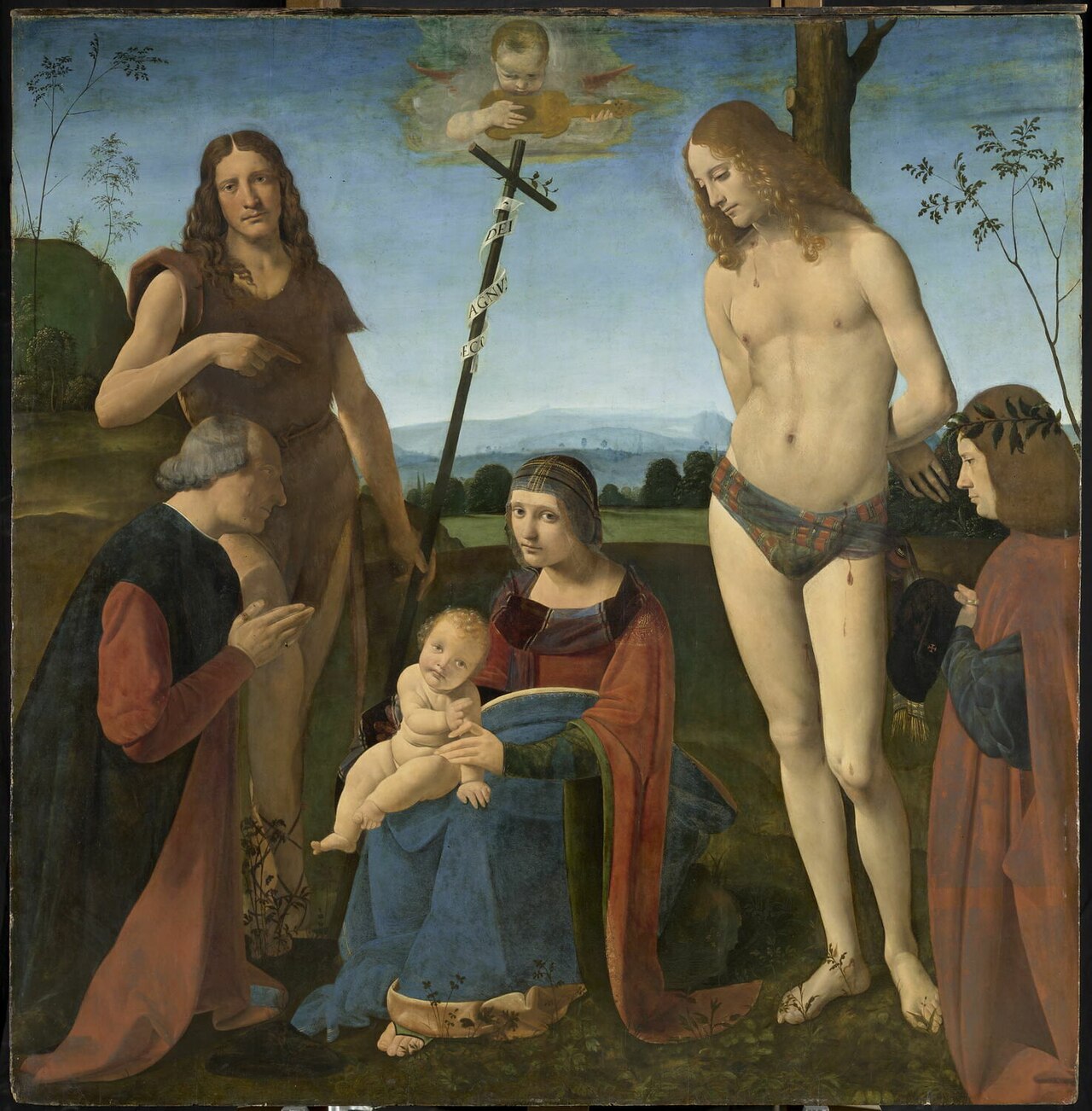 Virgin and Child with Sts John the Baptist and Sebastian by Giovanni Antonio Boltraffio