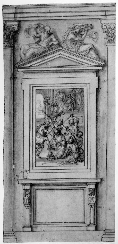 Part of a Church Wall with an Aedicula and a Representation of Christ Crowned with Thorns by Giovanni Antonio Dosio