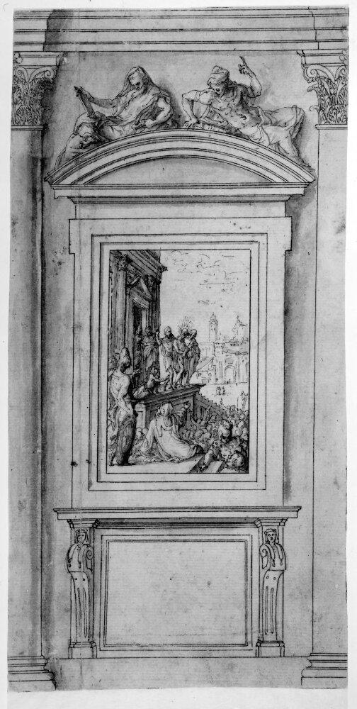 Part of a Church Wall with an Aedicula and a Representation of Ecce Homo by Giovanni Antonio Dosio