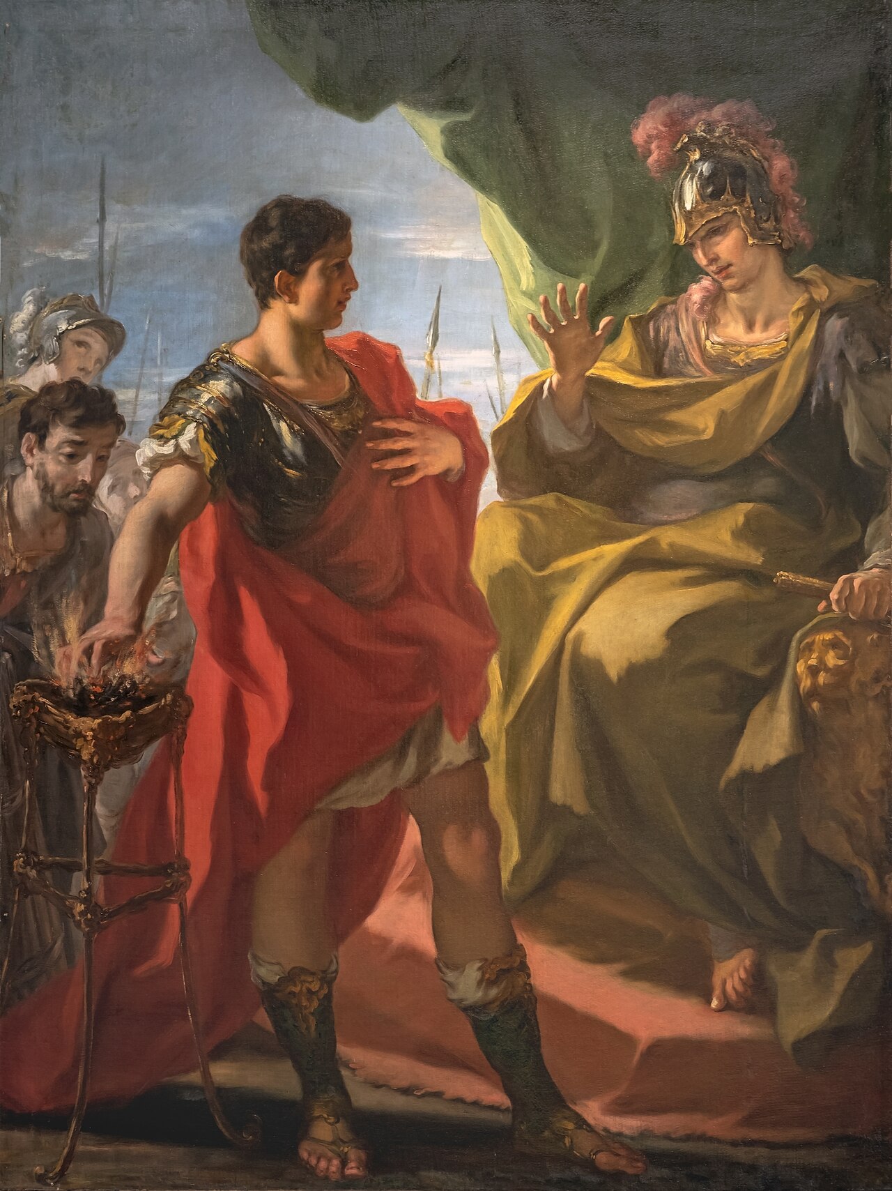 Mucius Scaevola front of Porsenna by Giovanni Antonio Pellegrini