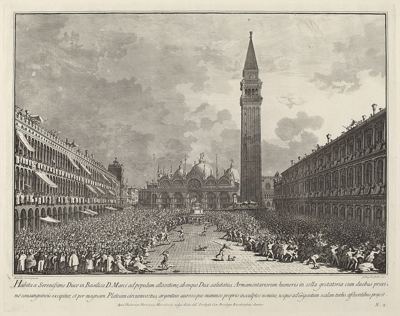 The Doge Carried around the Piazza San Marco by Giovanni Battista Brostoloni