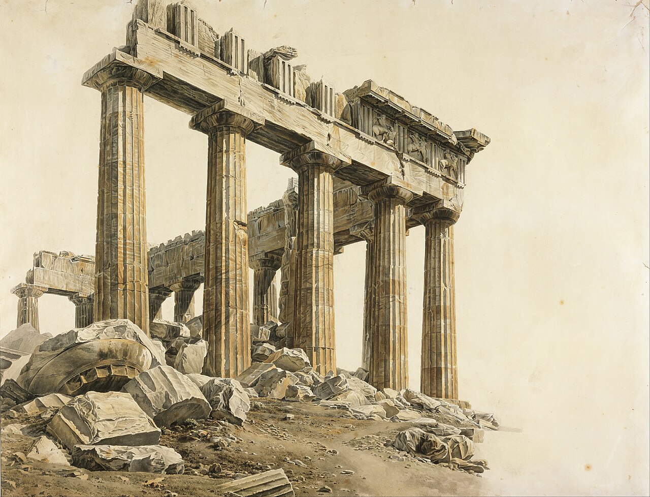 The South-east Corner of the Parthenon, Athens by Giovanni Battista Lusieri