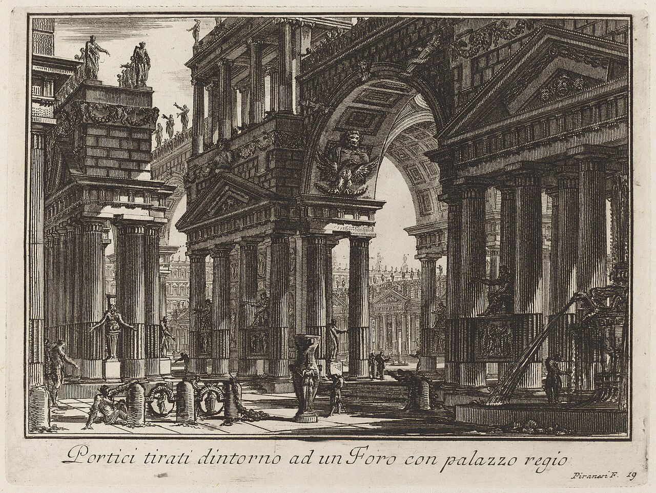 Portici tirati dintorno ad un Foro con palazzo regio by Giovanni Battista Piranesi
