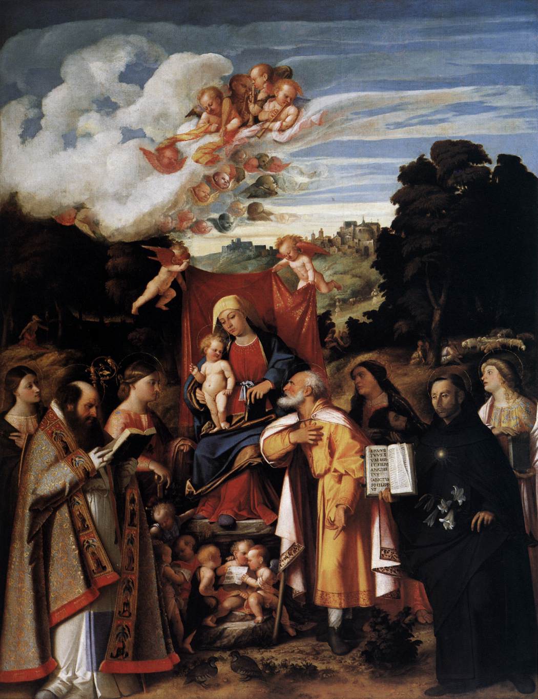 Virgin Enthroned with Angels and Saints by Giovanni Cariani