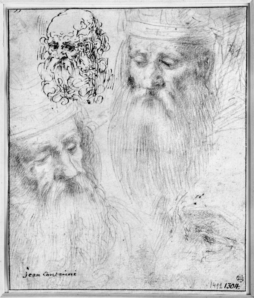 Three Studies of Old Men's Heads by Giovanni Contarini