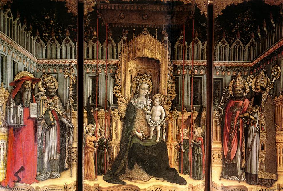 Madonna and Child enthroned in paradise with the fathers of the church by Giovanni d'Alemagna