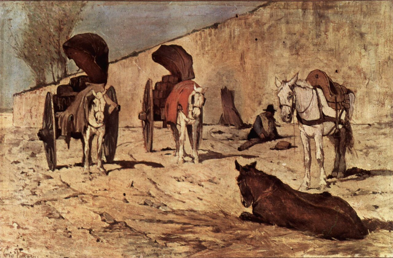 Roman carts by Giovanni Fattori