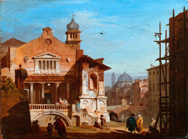 Venice – Small Square with Church and Canal – View of a Small Square in Venice by Giovanni Migliara