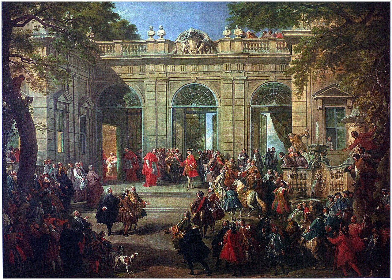 Carlo III di Borbone visiting the Pope Benedetto XIV in the coffee-house of the Quirinale, Rome by Giovanni Paolo Panini