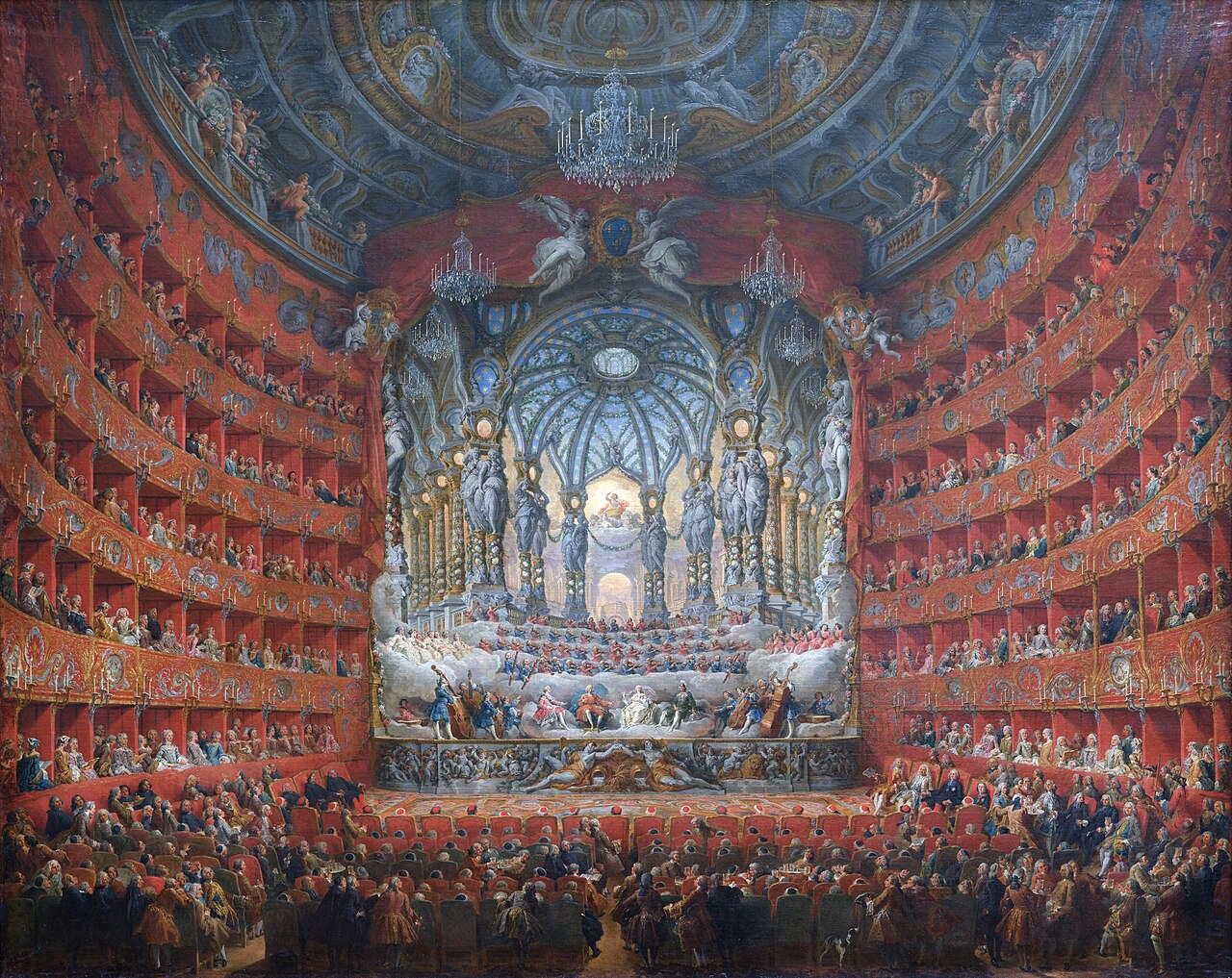 Musical feast given by the cardinal de La Rochefoucauld in the Teatro Argentina in Rome in 1747 on the occasion of the marriage of Dauphin, son of Louis XV by Giovanni Paolo Panini