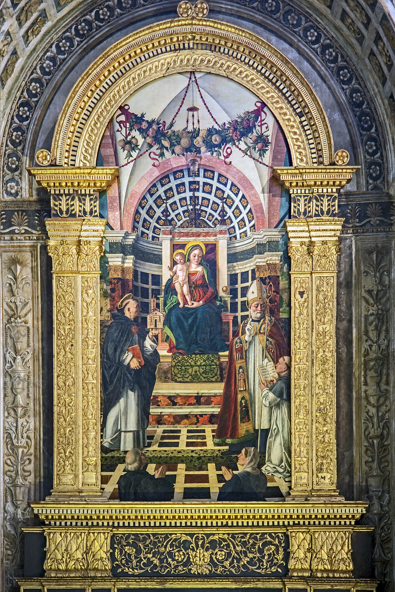 Our Lady enthroned between St. Thomas and St. Augustine by Girolamo dai Libri