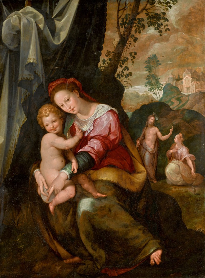 Madonna and Child, with Noli Me Tangere Beyond by Girolamo Macchietti