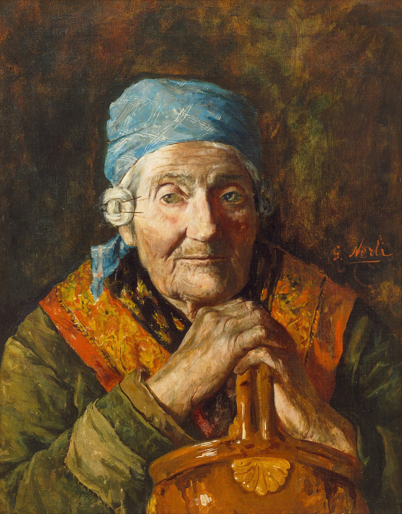 An old woman (study) by Girolamo P. Nerli