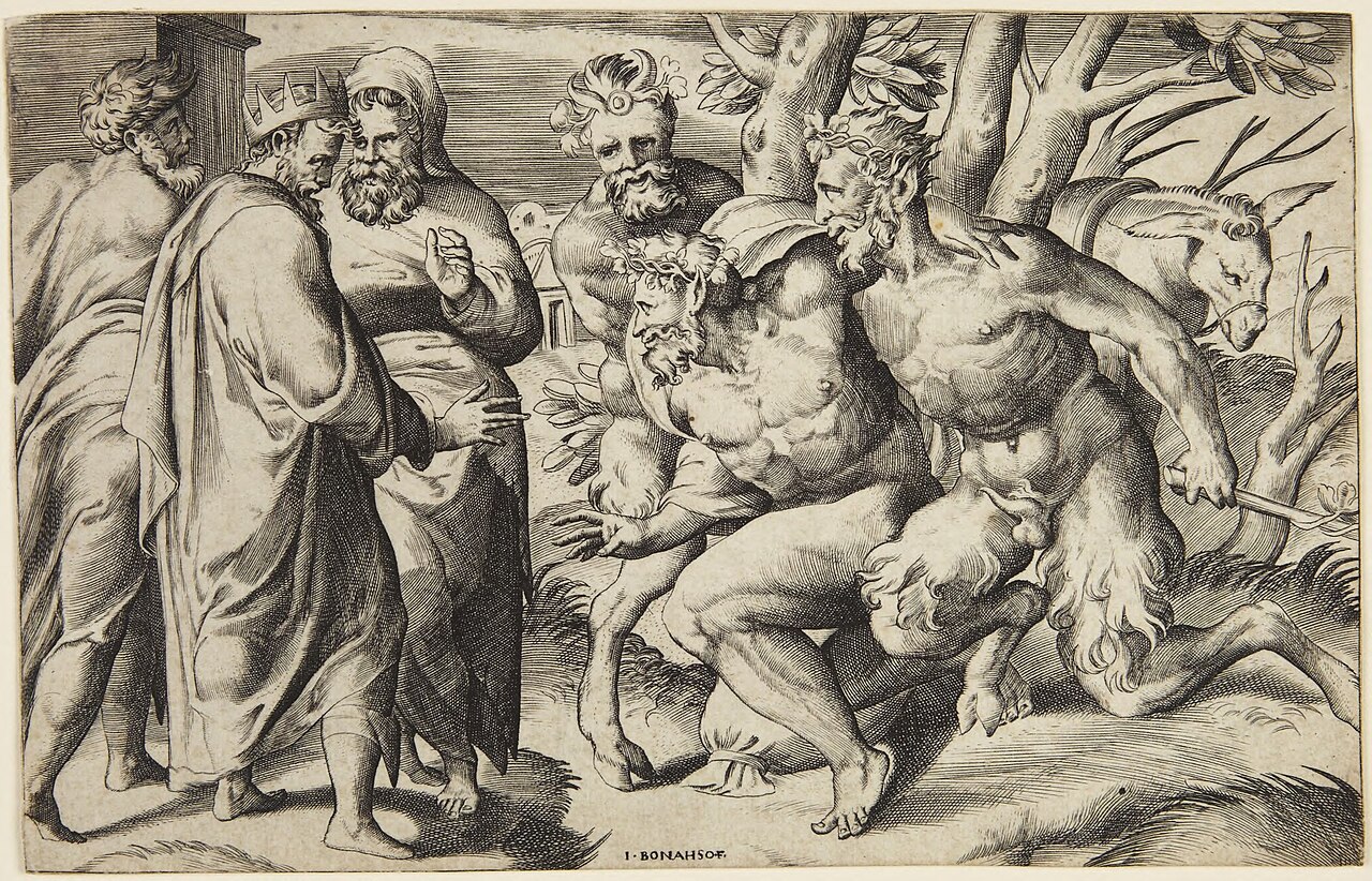Silenus and king Midas by Giulio Bonasone